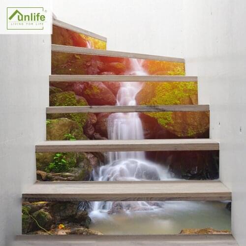 Funlife®18*100cm*6pcs Waterfall Stair Riser Sticker Waterproof PVC Self-adhesive for Stairway Bathroom Kitchen Living Room Decor