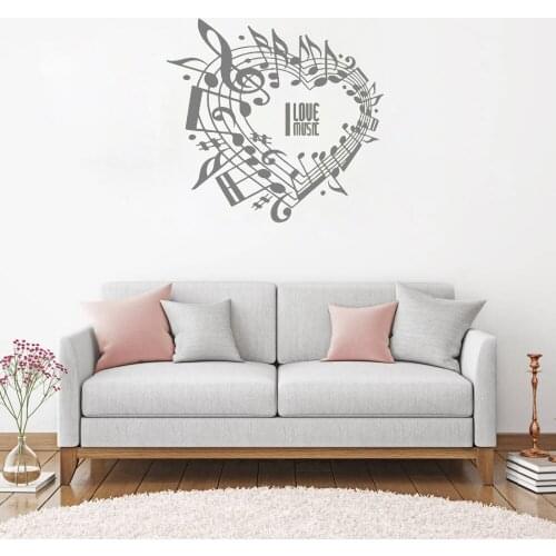 Art Guitar Violin Wall Vinyl Sticker Decal Livingroom Mural Text I Love Music Note Soul Wall Decal Custom Colors Wallpaper LC140