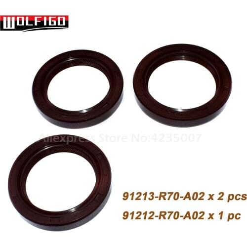 WOLFIGO 1/ 2/ 3PCS Engine Crankshaft Crank & Cam Seals For ACURA HONDA 91212-RCA-A02,91213-R70-A02,91213-R70-A01,91212-R70-A01