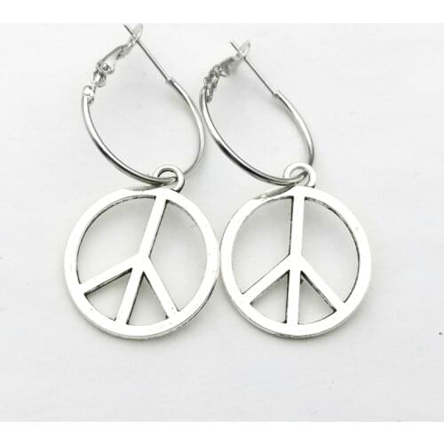 Round Symbol Pendant Earring Peace Lotus Star Meaning Religion Accessories Gift Small Hoop Earrings Women Earrings