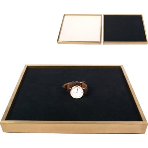 Linliangmuyu New Arrival High Guality Metal Display Tray With Microfiber For Jewelry Ring Necklace Earring Glasses Watch Display
