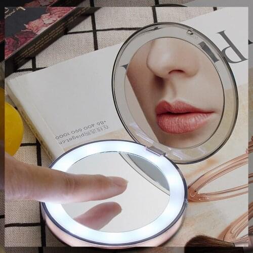 11 Lights LED Mini Makeup Mirror 1X 3X Magnify Hand Held Fold Small Portable touch sensor USB Chargeable Makeup Mirror light