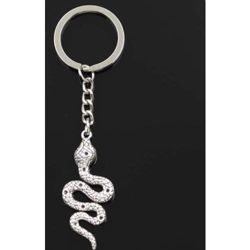 Fashion Keychain 51x21mm Snake Cobra Pendants DIY Men Jewelry Car Key Chain Ring Holder Souvenir For Gift