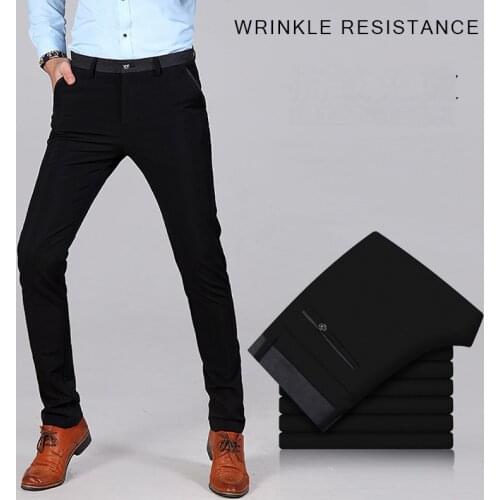 HCXY 2050 Mens Suit Pants Spring Summer Slim Pencil Pants Commercial Casual Trousers Stretch Smooth Soft Non-iron Suit trousers