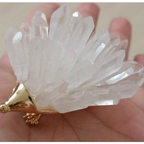 1pc Natural Stones Hedgehog Crystal Quartz White Quartz Geode Cluster Mineral Raw Decoration