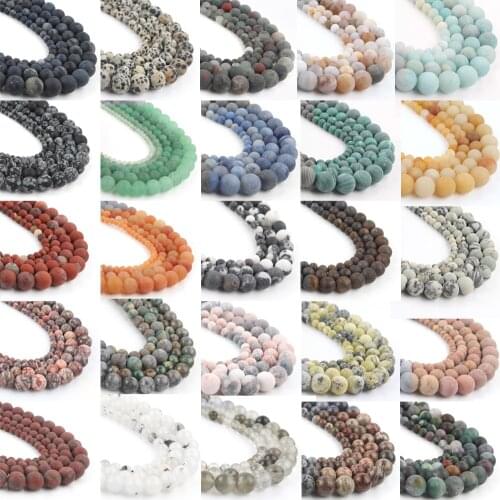 Natural Matte Stone Beads Dull Polish Agates Turquoises Quartz Round Loose Beads For Charm Jewelry Making DIY Bracelet 4-12mm