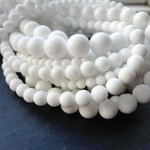 Wholesale Natural White Jades Stone Round Beads For Jewelry Making DIY Bracelet Necklace Bracelet 4/ 6/8/10/ 12mm Strand 15.5