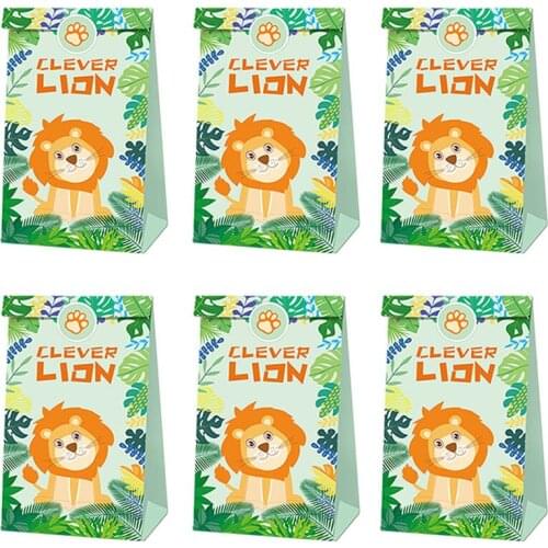6-piece animal party gift bag birthday party kids gift bag animal candy snack bag jungle wild animal theme party baby shower
