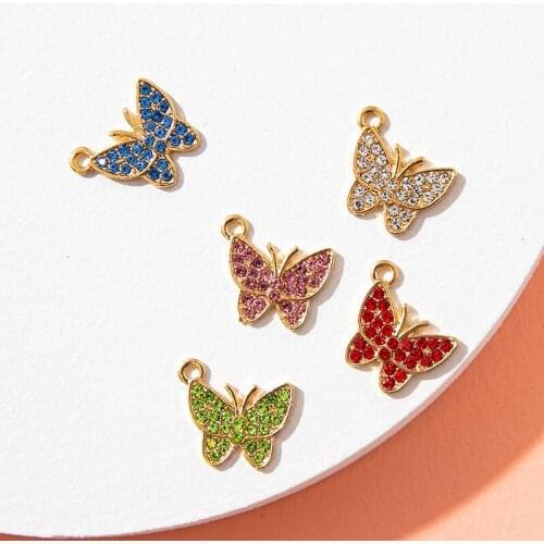 10Pcs Enamel Crystal Butterfly Charms Pendant for Jewerly DIY Making Bracelet Women Earrings Necklace Accessories Findings Craft