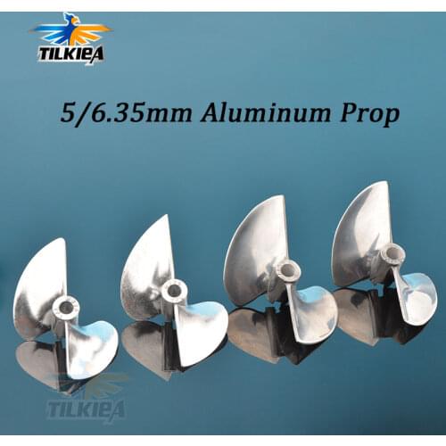 Rc Boat Propeller Aluminum Prop 2 Blades 5mm / 6.35mm Dia 78mm Alloy Screw For 5/6.35mm 1/4" Prop Shaft Rc Boat
