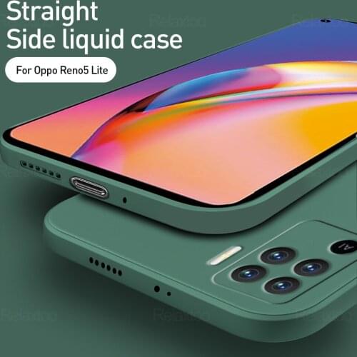 Luxury Original Square Liquid Silicone Case For OPPO Reno 5 Lite Shockproof Soft Phone Cover Shell Coque For Reno5 5Lite 6.43"