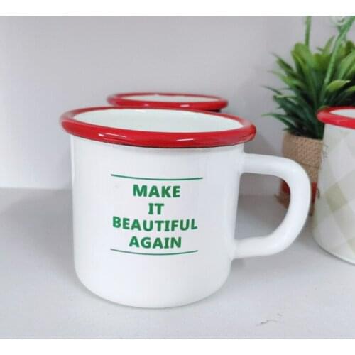 Hand Painted Japanese Style Enamelled Cup Enamel Cup Kids Mug Personality Creative Tea Cup Coffee Cup Couple Free shipping