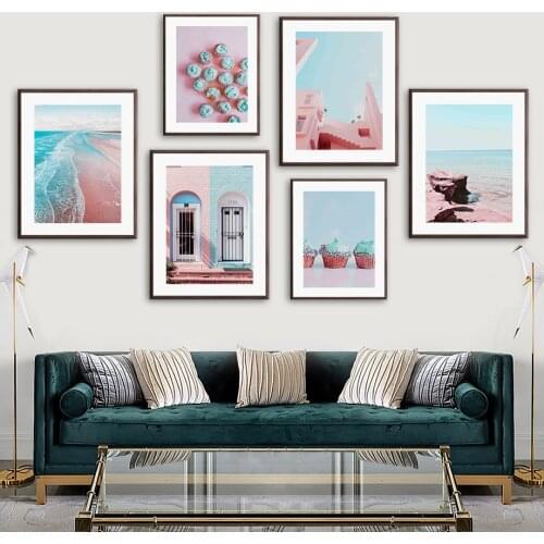 Modern Ocean Reef Beach Wave Cake Building Sky Home Decor Canvas Painting Picture Posters Print Wall Art Living Room Decoration