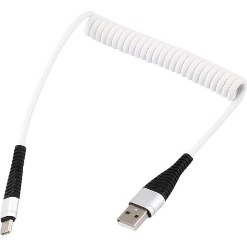 USB-C Type C Cable Coiled Spring Spiral Type-C Male Extension Cord Data Sync Charger Wire Charging Cable For Samsung