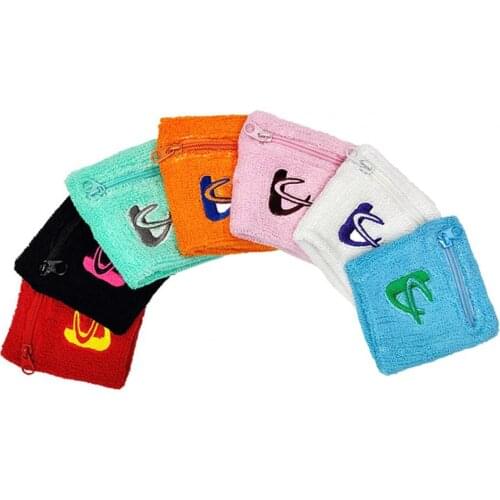 Sports Wristband Durable Mini Pocket Embroidered Stretch Wrist Sweatband for Exercise protect Running Fitness