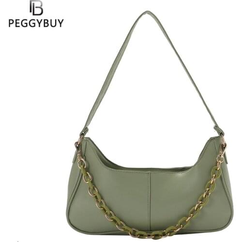 Fashion Women Pure Color PU Leather Shoulder Underarm Bag Casual Ladies Chain Crossbody Bags for Women Luxury Designer