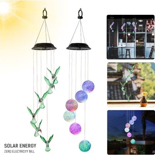 LED solar light outdoor solar color ball wind chime light solar IP65 outdoor waterproof, used for garden balcony decoration