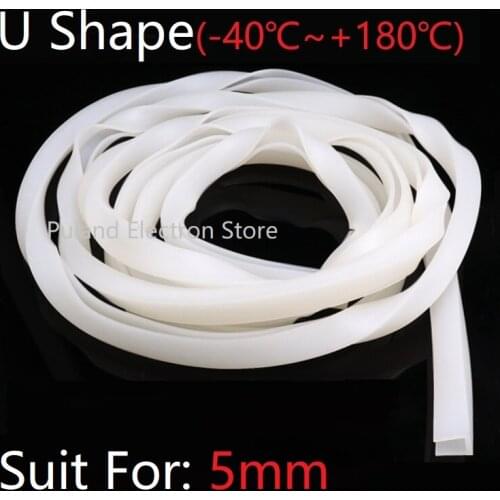 U Shape Seal Strip 5mm Channel Silicone Rubber Wrap Slid Window Car Door Shower Frameless Glass Edge Weatherstrip Soft Protect