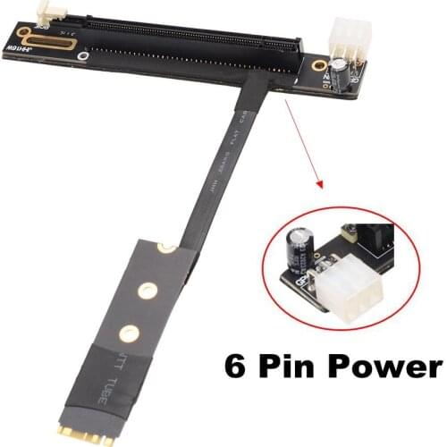 Riser M.2 Key M Extender Cable To PCIE x16 Graphics Card Extension Cord 6P Power 16x PCI-E For M2 2230 2242 2260 2280 Riser Card