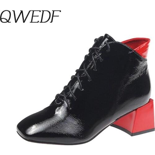 QWEDF 2019 Women Pumps Sweet Style Square High Heel Sequins Pointed Toe Spring and Autumn Elegant Shallow Ladies Shoes Z4-92
