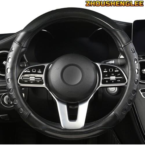 ZHOUSHENGLEE Microfiber Leather Car Steering Wheel Cover For Mitsubishi ASX Outlander Lancer Pajero L200 Mirage Triton Attrage