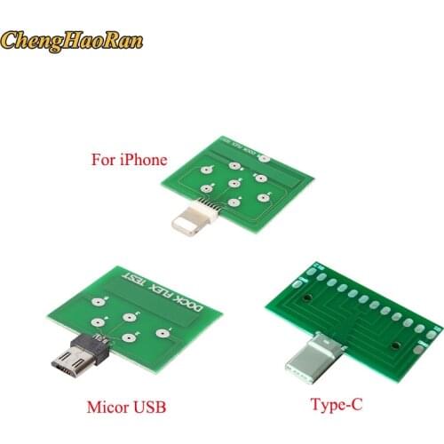 ChengHaoRan 1pcs Micro USB PCB Test Board Charging Dock Flex Tester for iPhone Andorid Type-C usb3.1 Smartphone repair Connector