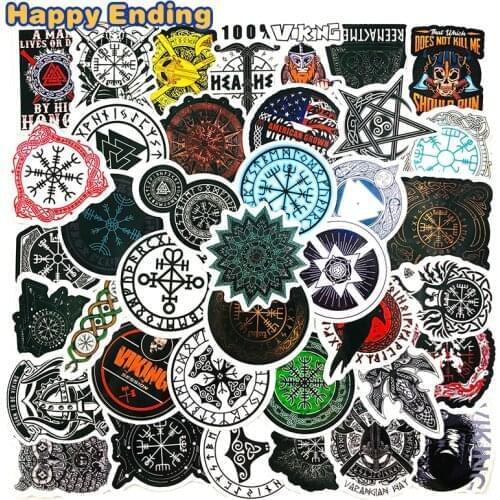 10/30/50Pcs Vikings Totems Retro Stickers For Toy Car Styling Bike Motorcycle Phone Laptop Travel Luggage Cool Sticker Decals