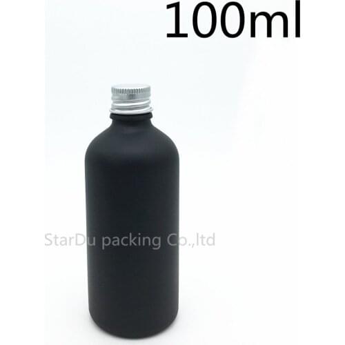 240pcs 100ML Black Frosted Glass Bottle 100ml Vials Essential Oil Bottle Aluminum screw cover Perfume bottle