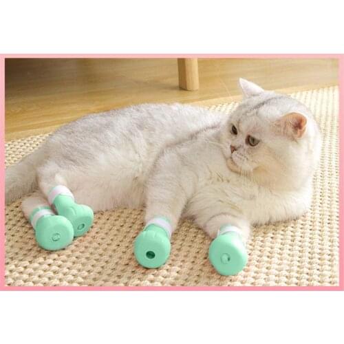 4PCS Cat Shoes Anti-Scratch Cat Bath Booties Paw Protectors Pet Boots Silicone Feet Covers for Pet Grooming Bathing Shaving