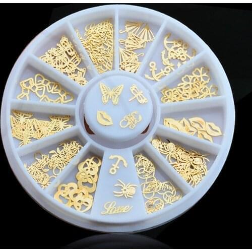 500pcs 3D shiny metallic luster Nail decoration wheel round stickers 3D Nail Decorative beauty