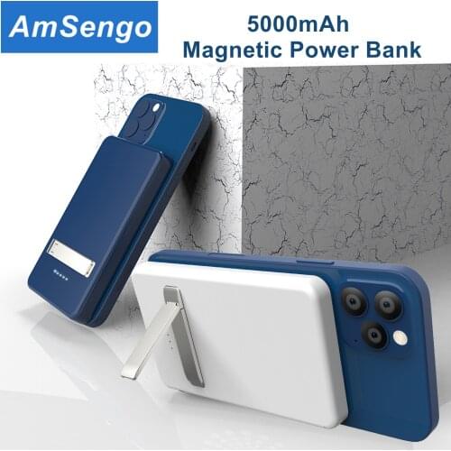 5000mAh Magnet Power Bank For iPhone 12 Max Wireless Charger For iPhone 12 11Pro Bracket Portable Magnetic Powerbank holder