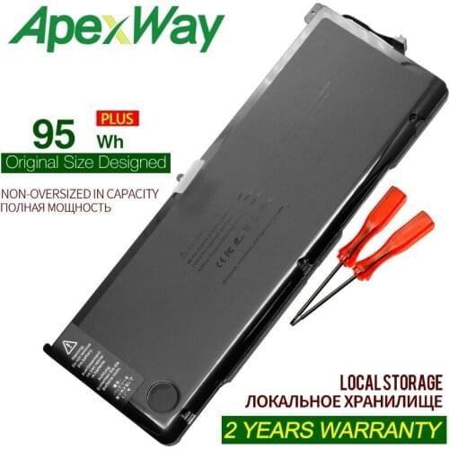 ApexWay A1383 95Wh 10.95V Laptop Battery For APPLE MacBook Pro 17" A1297 MD311 MC725 10.95V 95WH