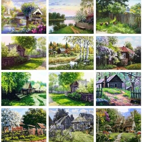 AZQSD Full Square/Round Diamond Painting House 5D Diamond Embroidery Mosaic Nature Picture Of Rhinestones Home Decoration