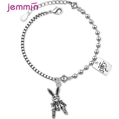 Novel Design Genuine 925 Sterling Silver Charm Bracelet Rabbit Shape Pendant Bracelet For Women Girls Wedding Anniversary Dance