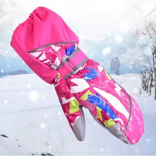Childrens Winter Outdoor Mittens Sports Warm Ski Waterproof Teen Gloves Thickened Girls And Boys Soft Gloves For 3-12Years Old