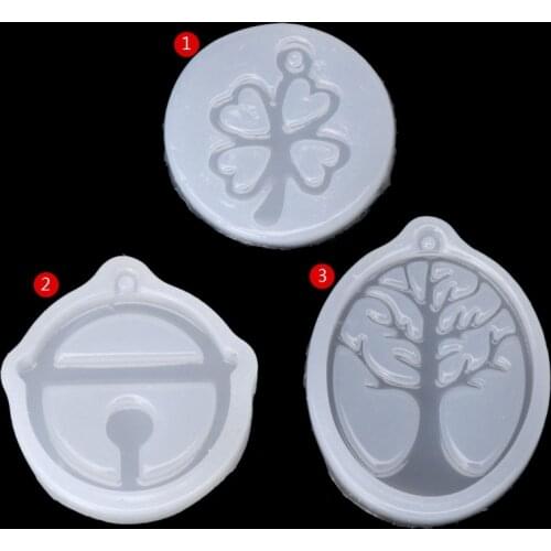UV Resin Jewelry Liquid Silicone Mold Clover Bell Tree Frame DIY Jewelry Pendant