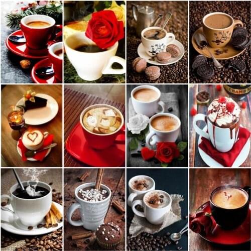 GATYZTORY DIY Coffee Cups Canvas Painting Nordic Style Wall Art Pictures By Numbers Handmade Acrylic Paint Artwork