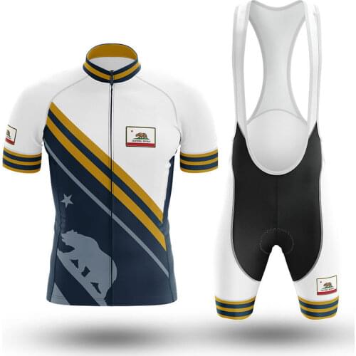 Classic California Breathable Cycling Jerset Set Men Summer Anti-Pilling Cycling Clothing Set With 5D Gel Padded Cycling Shorts