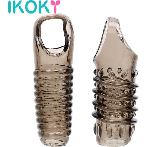 IKOKY 2pcs Penis Ring Silica Gel Penis Enlargement Cock Ring Sex Toys For Men Chastity Delayed Ejaculation Adult Products