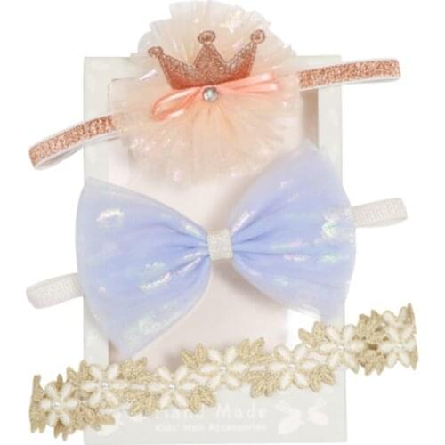 3Pcs Baby Elastic flower headband Headbands Hair Girls Bebe Bowknot Hairband Toddler Infants accessories set photography props