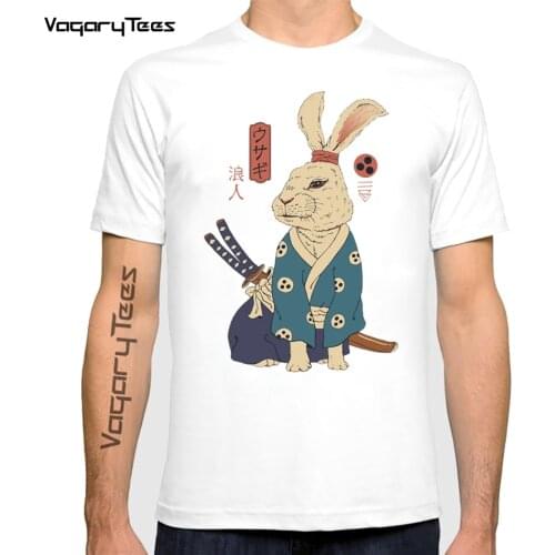 2021 Mens Fashion Ronin rabbit warrior Printed Short Sleeve T-Shirt Novelty O-neck Design Tops Cool Desgin manga streetwear tee