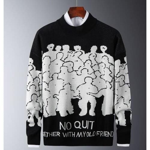 Autumn Winter Sweater Mens Casual Fit Knitted Trendy Men Slim Sweaters Cotton Long Sleeve Round Collar Male Warm Pullovers 2021