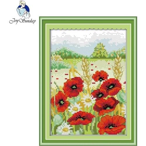 Joy Sunday Needlework Cross stitch Sets For Embroidery kits Printed Spring scenery in mountain Patterns Counted Cross-Stitching