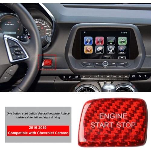 Panel Sticker Heat-resistant Premium Red Carbon Fiber Keyless Engine Start Button Cover Trim for Chevrolet Camaro 2016-2019