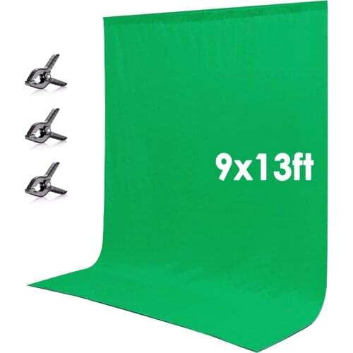 Neewer Photography 9 x 13 feet Muslin Photography Backdrop with 3 Clamps(Green)