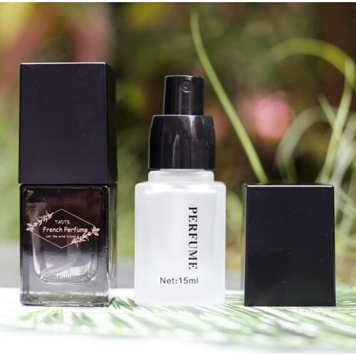 New 15ML Square Glass Perfume Bottle Perfume Refillable Bottle Plastic Pressure Pump Spray Head Fine and Uniform