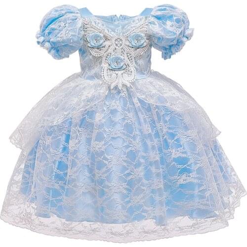 Baby Girl Dresses Bubble Sleeves Christmas Dress Wedding Gown Children Clothing Kids Dresses For Girls Children Ceremony Party