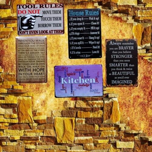 Tool Rules House Rules Retro Tin Signs Wall Picture for Garage Home Cafe Art Decor Cuadros Wall sticker 30X20CM A-9003