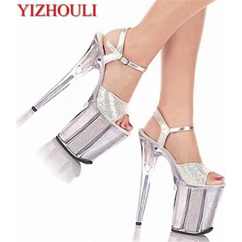 Hong Kong and Taiwan silver particles gree, 20CM elegant color star performance stage high heel sandals