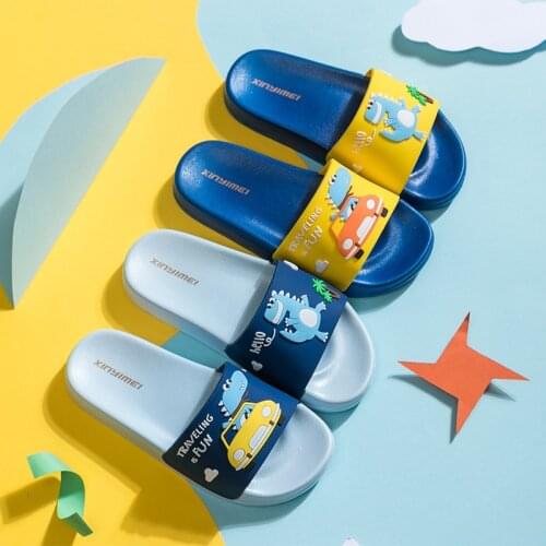 Cute Kids Slippers Dinosaur Car Pattern Children Baby Home Slippers Waterproof Breathable Non-slip Boys Girls Home Shoes